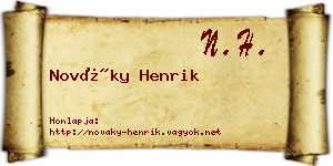 Nováky Henrik névjegykártya