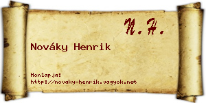Nováky Henrik névjegykártya